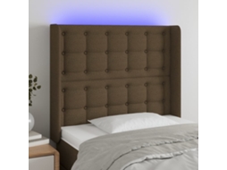 Vidaxl Cabeceira De Cama C/ Luzes Led Tecido 103x16x118/128cm Castanho