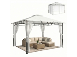 Pérgola Terraço 3x3m Teto Deslizante Fecho Magnético UV30+ Bege
