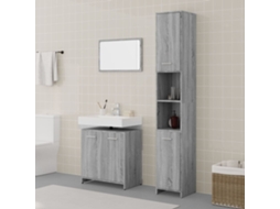 Vidaxl 3 Pcs Conjunto Móveis Casa De Banho Madeira Proc. Cinza Sonoma