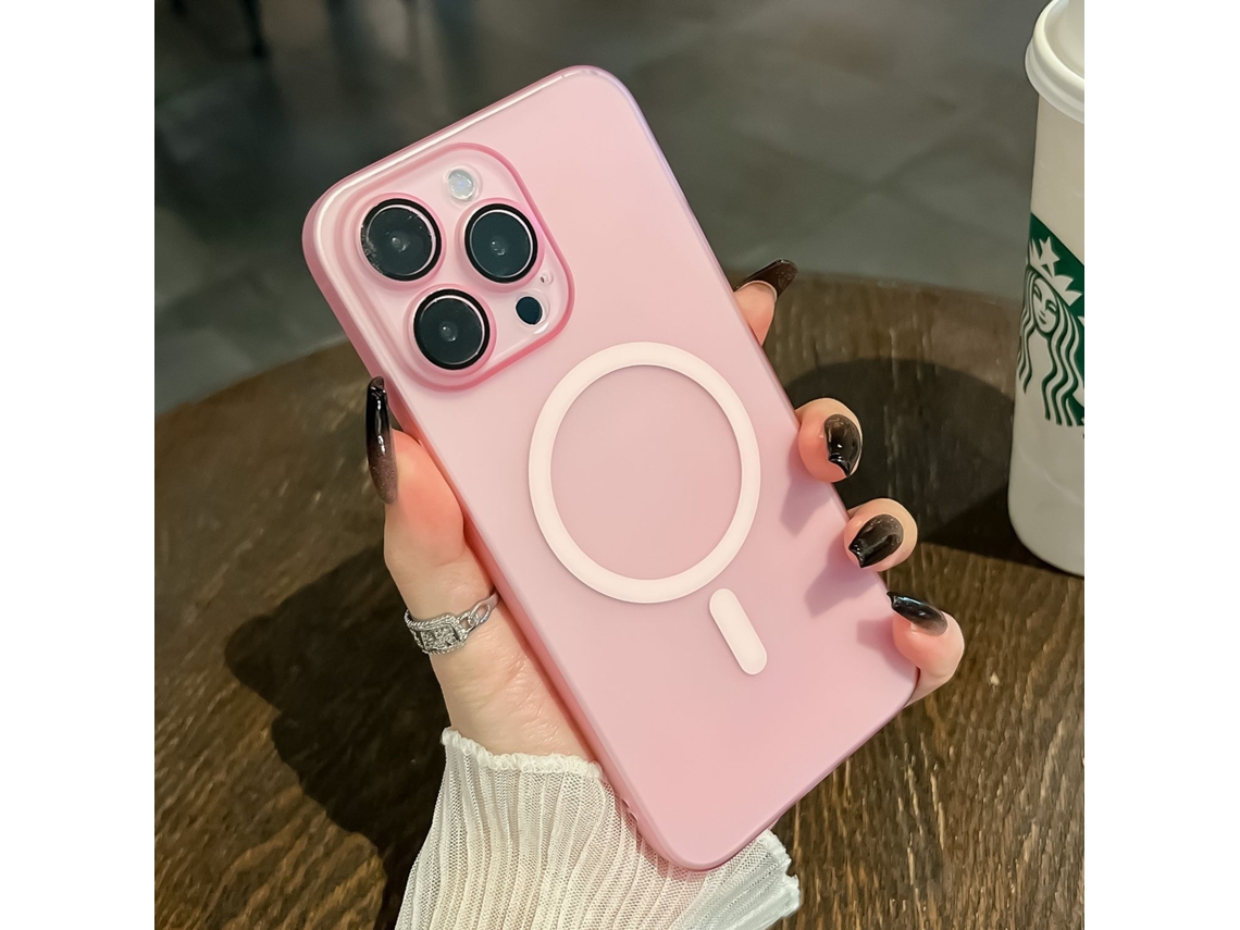 Capa Protetora De Lente Magnética Rosa Fosca Transparente Para Iphone 17