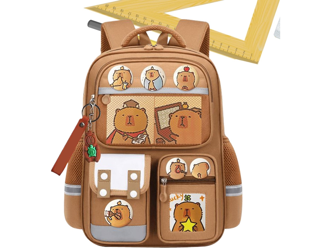 Impermeável Com Vários Bolsos Espaçosos, Design De Desenho Animado Para Camping, Mochila Capivara