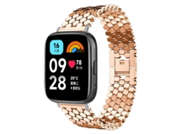 Bracelete Para Redmi Watch 3 Active / Lite - Metal - Textura De Escamas De Peixe Ouro Rosa