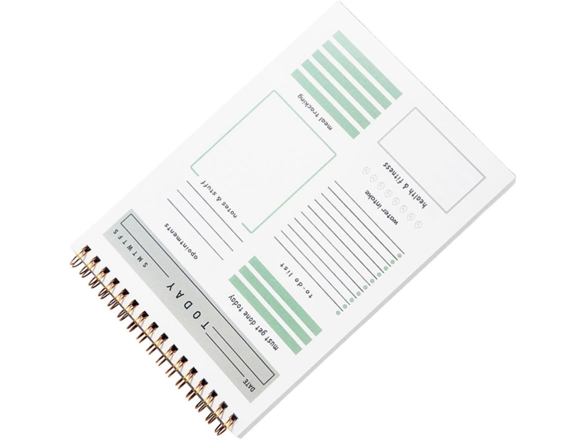 Caderno de Planejamento Diário com Páginas A5 Destacáveis e Encadernação em Espiral, Estilo Minimalista Elegante Para