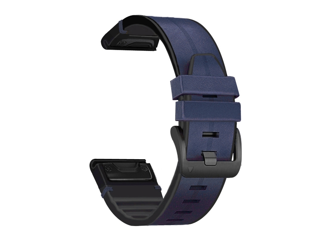 Bracelete de Smartwatch para Garmin Fenix 6 de liberação rápida de silicone + couro (azul)
