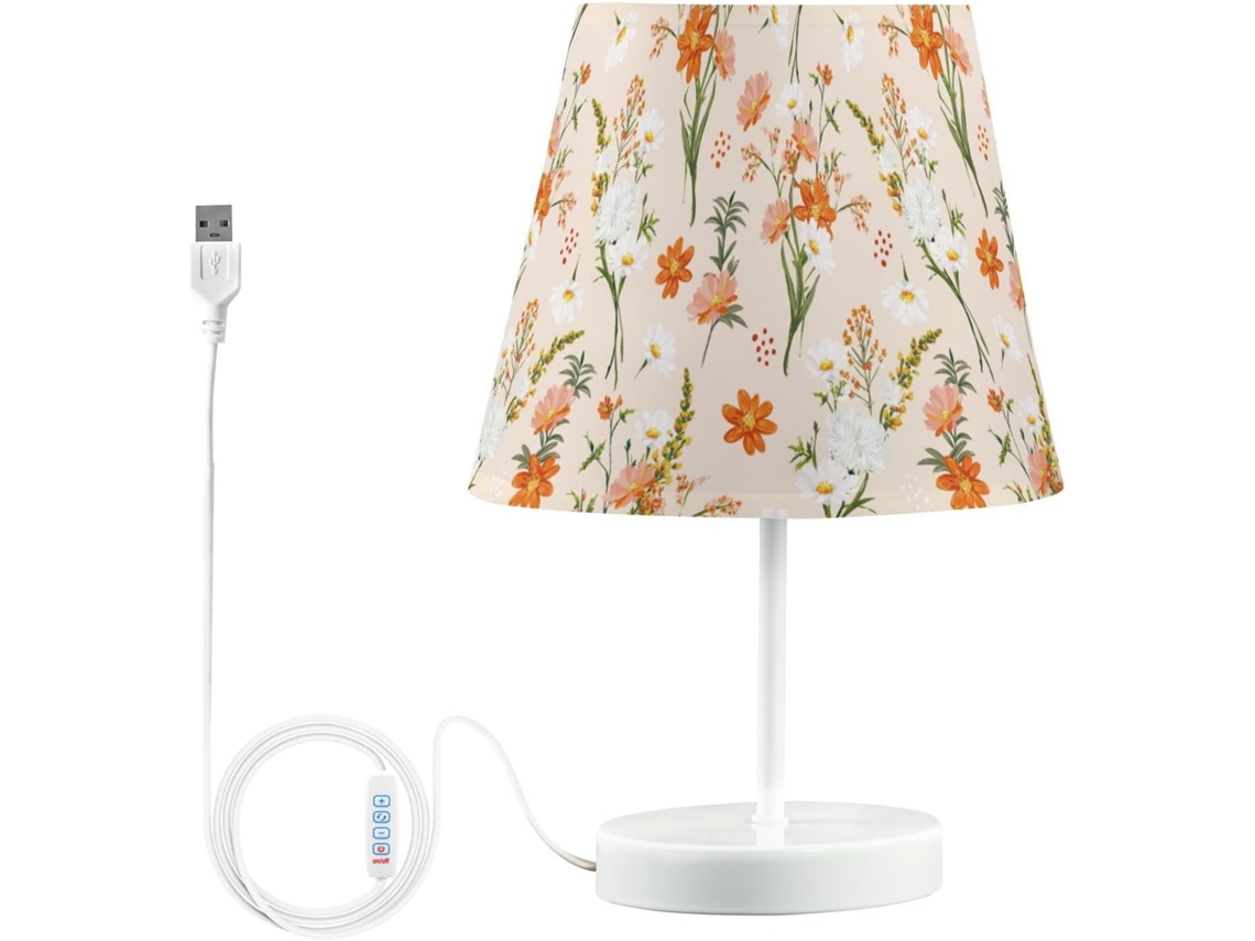 Luminária De Mesa Junzan Wild Meadow Floral Flower, 3 Modos De Iluminação, Interface Usb, Cabo Incluso, Luminária De