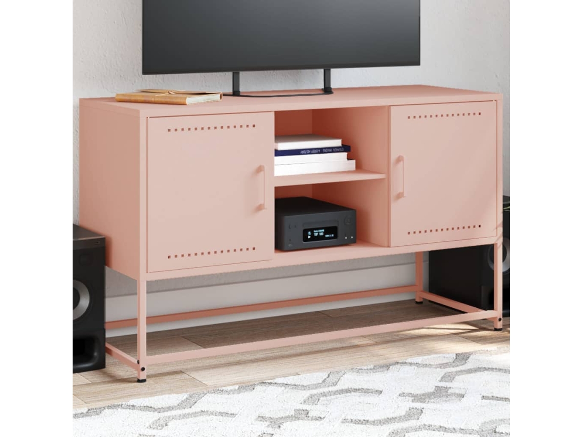 Vidaxl Móvel De Tv 100,5x39x60,5 Cm Aço Rosa