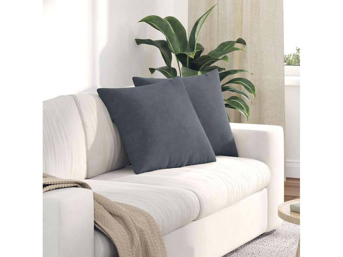 Vidaxl Travesseiros De Sofá 2 Pcs Cinza Escuro 50 X 50 Cm