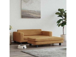 Vidaxl Cama Com Extensão 100x50x30 Cm Veludo Castanho