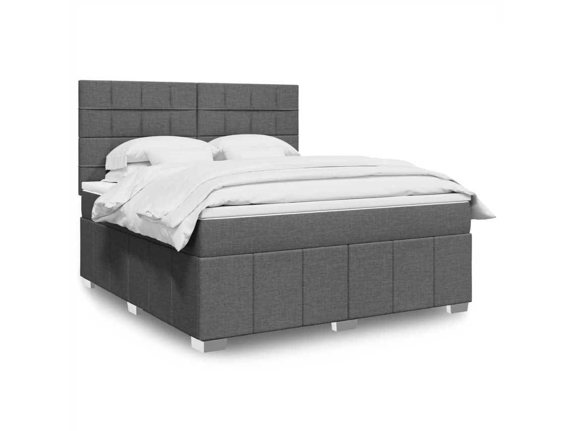 Vidaxl Cama Com Molas/colchão 180x200 Cm Tecido Cinzento-escuro