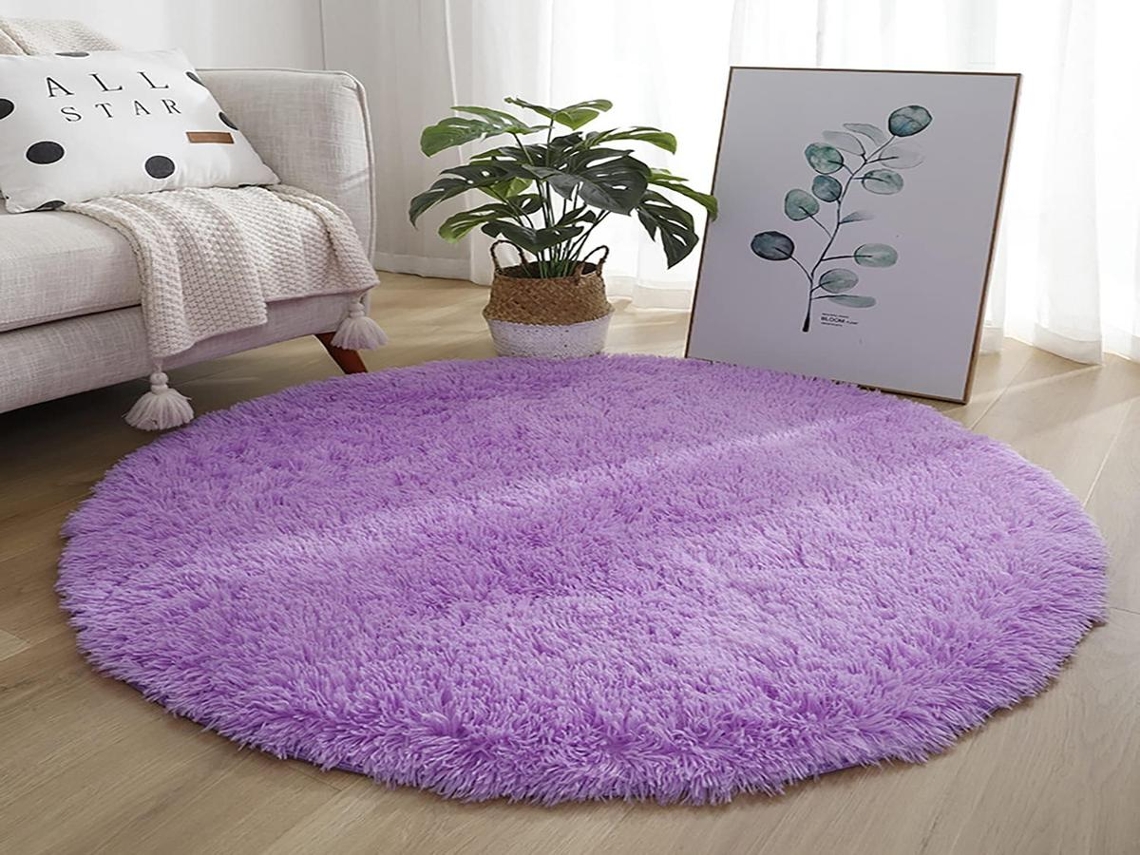 Lurelia Tapete Redondo Infantil Antiderrapante Lavável Macio Roxo 60 Cm Sala Quarto