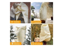 Capa de inverno para plantas, ajustável 180x120cm, com cordão e zíper, anticongelante, reutilizável | S/MARK