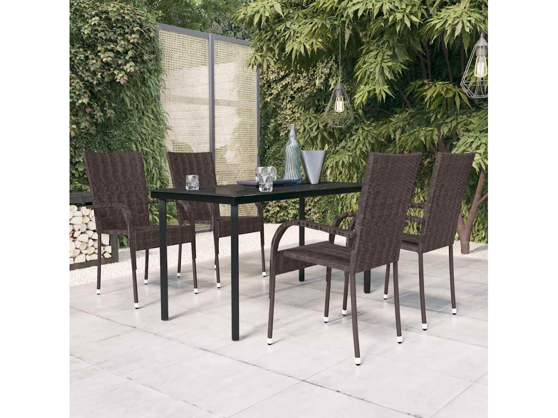 Vidaxl 5 Pcs Conjunto De Jantar Para Jardim Castanho E Preto