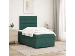 Vidaxl Cama Box Spring Com Colchão Verde-escuro 120 X 190 Cm Veludo