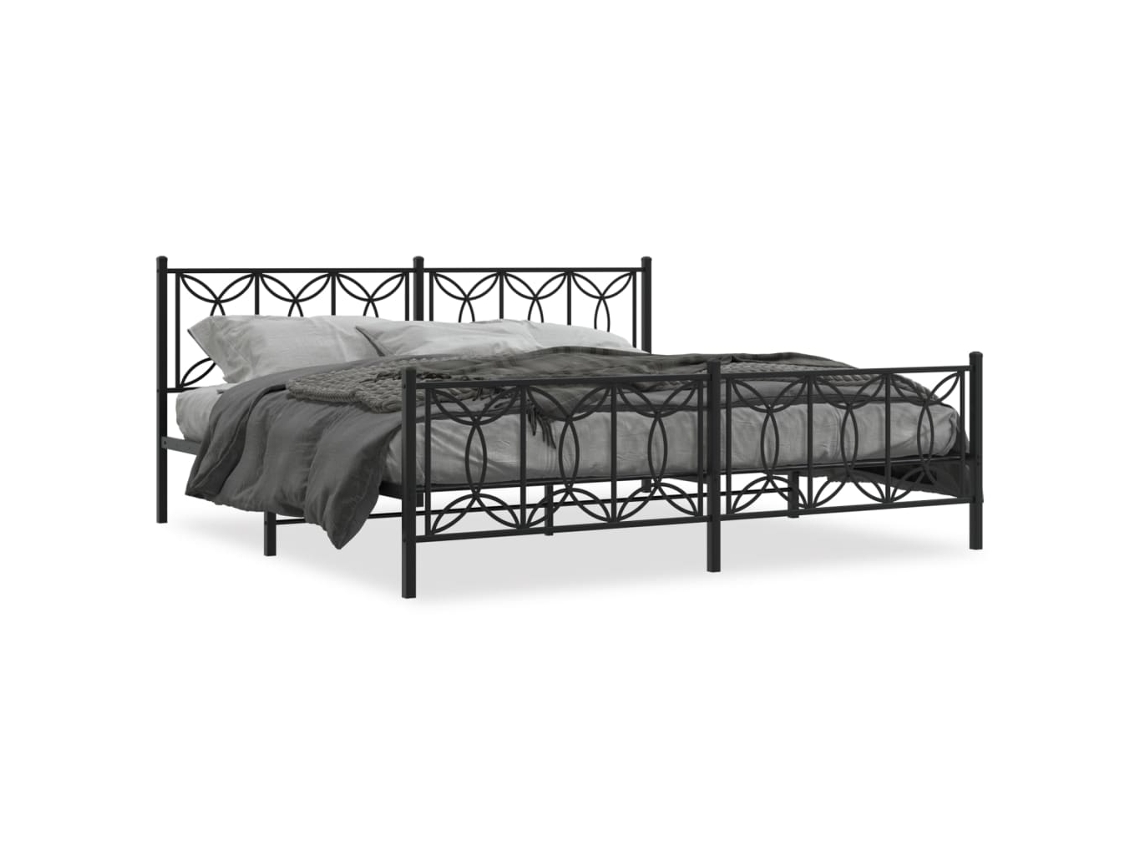 Bed Frame, Bed Frames Vidaxl Preto Metal (193 X 203 Cm)