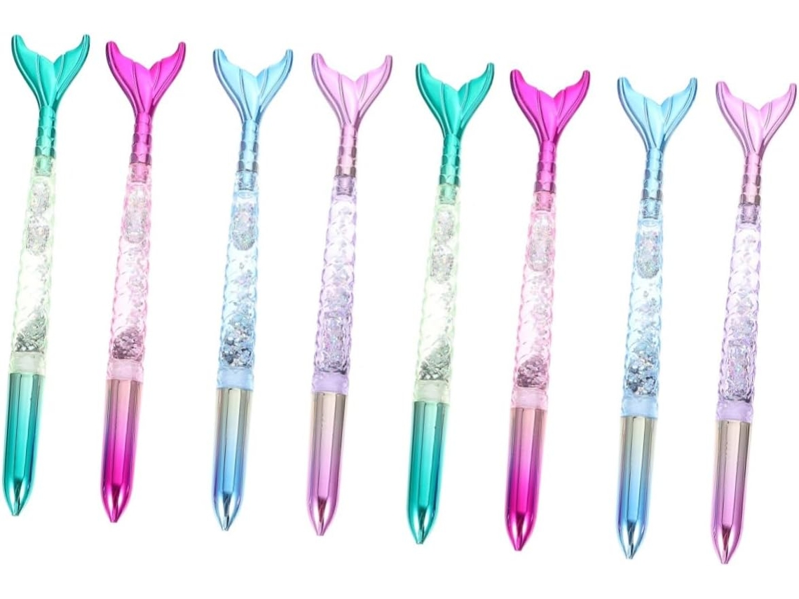 Conjunto De 8 Canetas Em Gel Com Tema Sereia, Esferográficas Criativas
