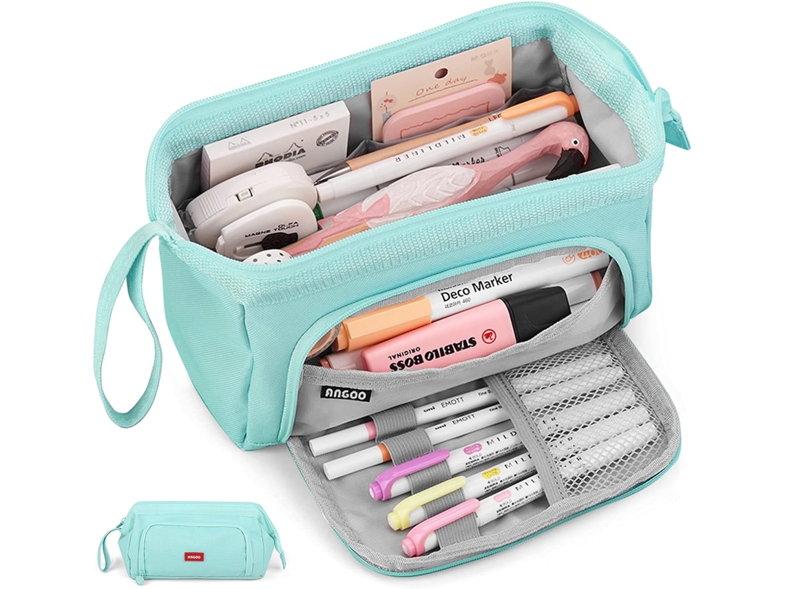 Estojo grande, estojo extra grande com zíper, organizador prático de material de escritório, estojo Miraflow