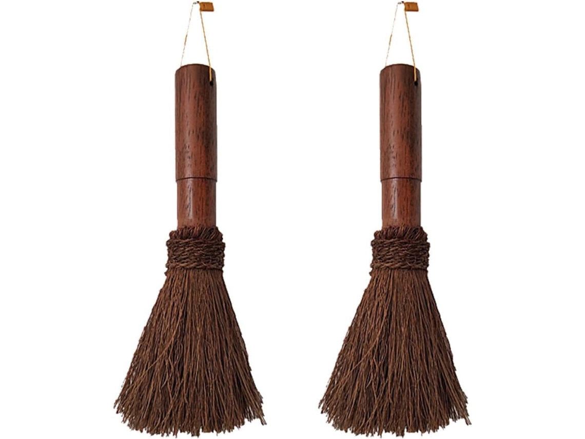 Escova De Cozinha Com Cabo Madeira E Fibra Coco, Ideal Para Limpeza Rápida, Resistente Ao Calor, Compacta E Com Design