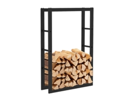 Rack de lenha interno KEKAI Iii 60X25X100 cm Armazenamento de madeira com estrutura de aço galvanizado cor preta