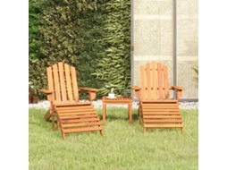 Vidaxl 3 Pcs Conjunto Lounge De Jardim Adirondack Acácia Maciça