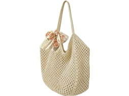 Bolsa de Praia Crochê, Estilo Boho com Renda e Tule para Férias, Ideal Compras, Viagens, CHABERLU