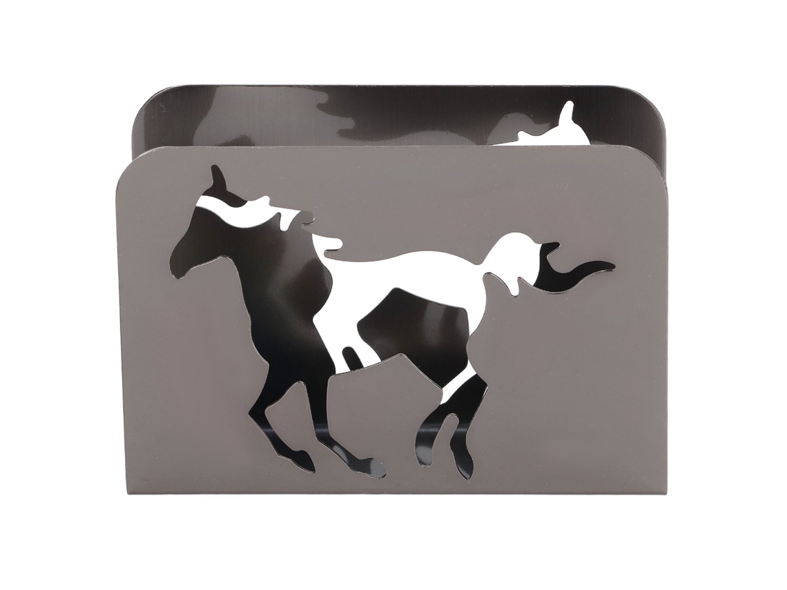 Porta Servilletas De Hierro Artístico Caballo Vertical Multifunción Decoración Mesa Plata Negro