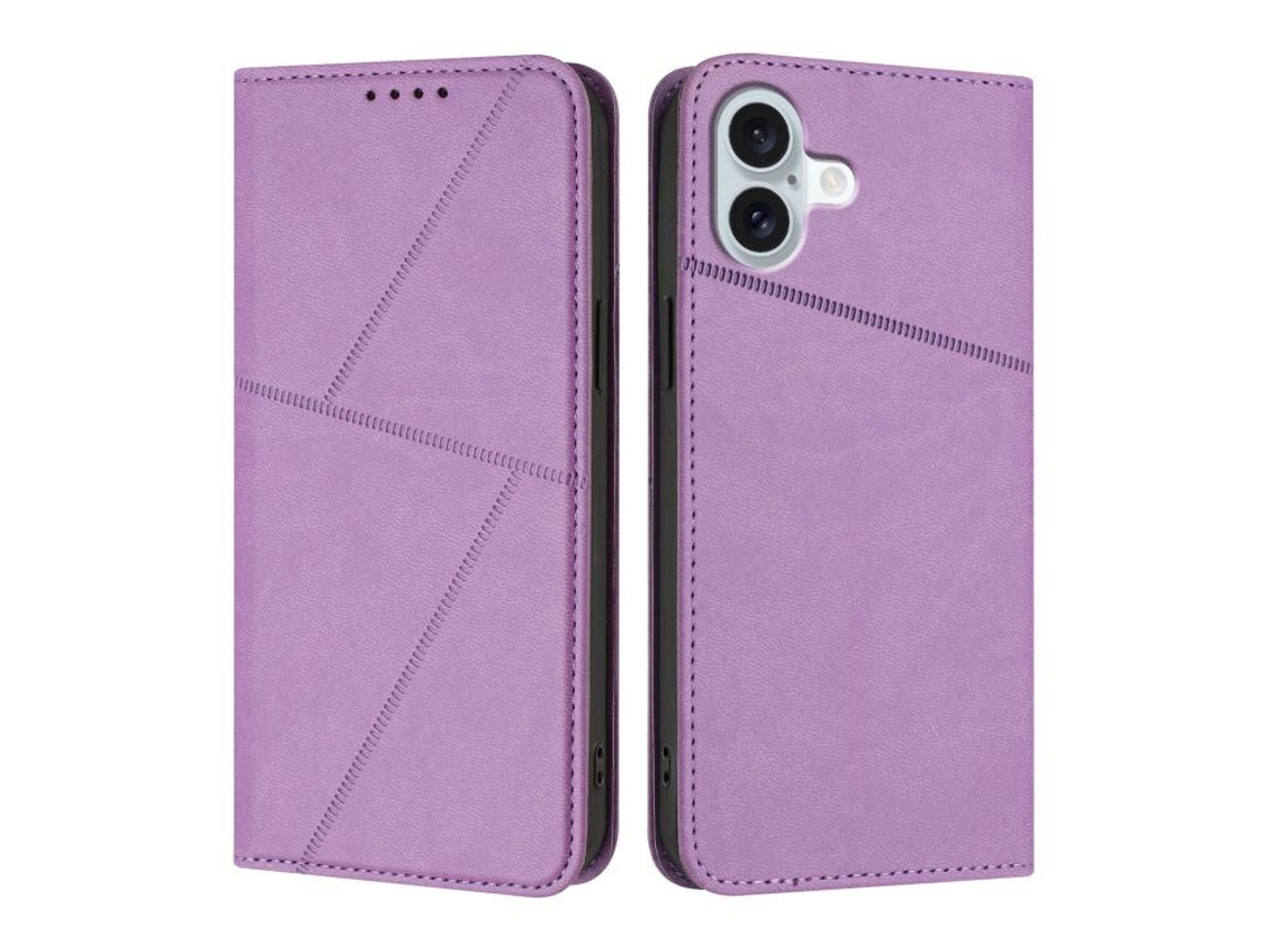 Capa De Couro Fosco Para Iphone 16 Plus - Flip Magnético