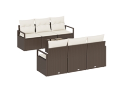 Conjunto 7 Conjunto De Sofá De Jardim Vidaxl Castanho Vime Pe (55 X 55 X 37 Cm)