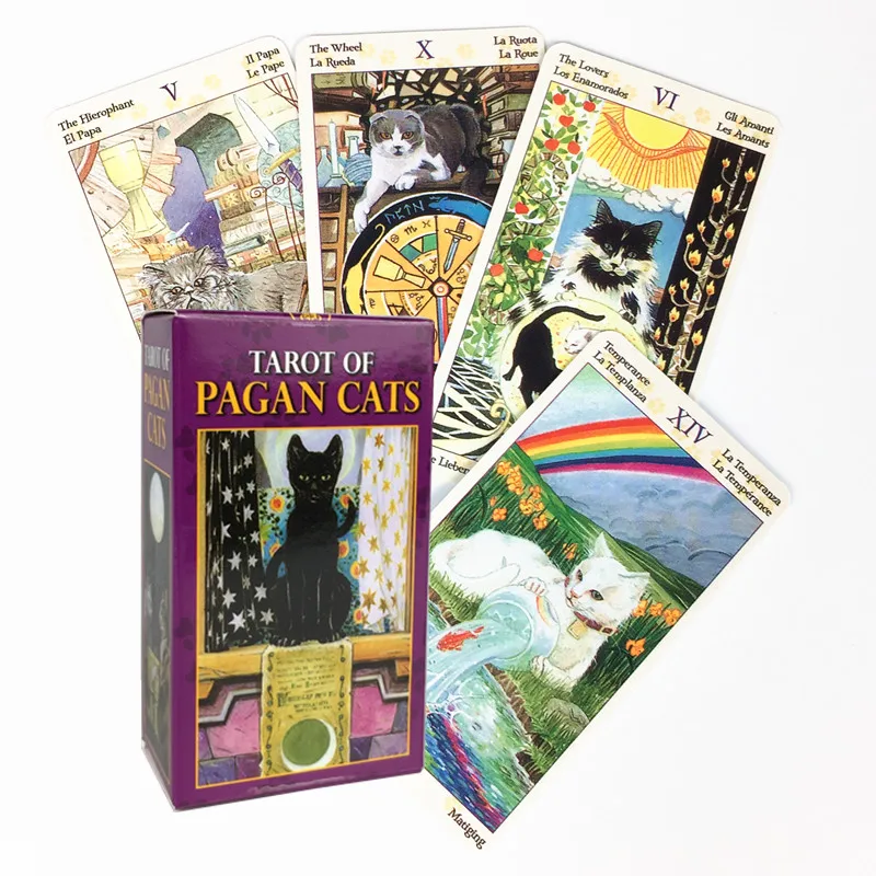 Jogo De Tarô Pagão Dos Gatos Com 78 Cartas (versão Em Inglês) - Jogo De Tabuleiro Para Encontros Familiares - Cartas Oráculo