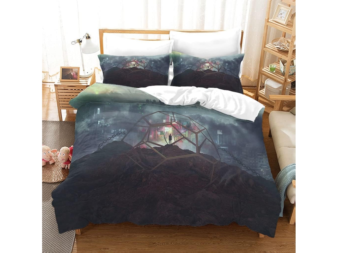 Capa de Edredom com Estampa Arquitetônica 3d em Microfibra Fronha 220x240cm, 220 X 240 Cm