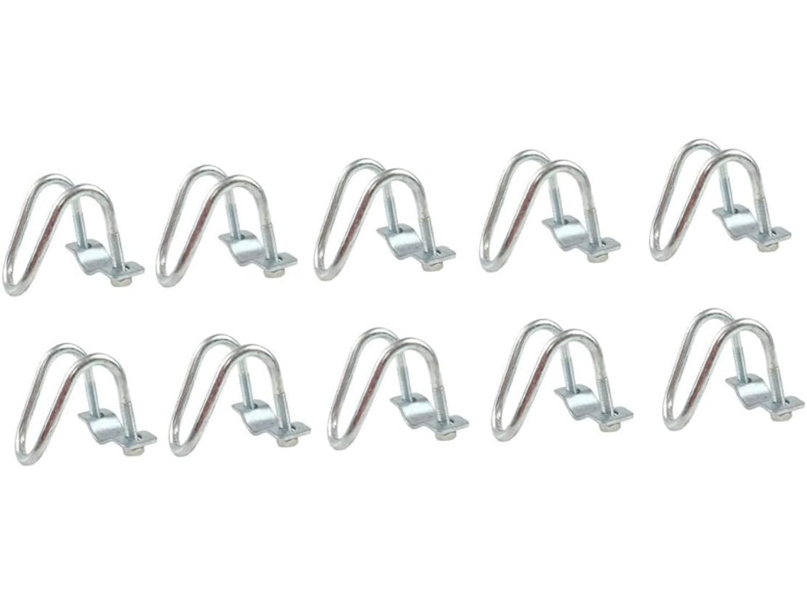 Topbathy Stobaza Pacote com 10 Grampos em Aço Galvanizado Tipo U para Fixação de Tubos Transversais, Compactos