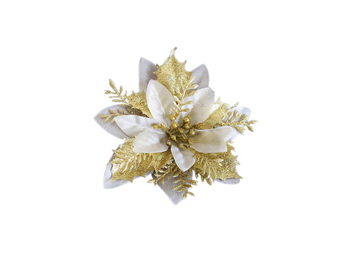 Laxiscreed Flor Artificial De Natal Com Ramos Dourados, Prateados E Vermelhos Para Decoração Festiva