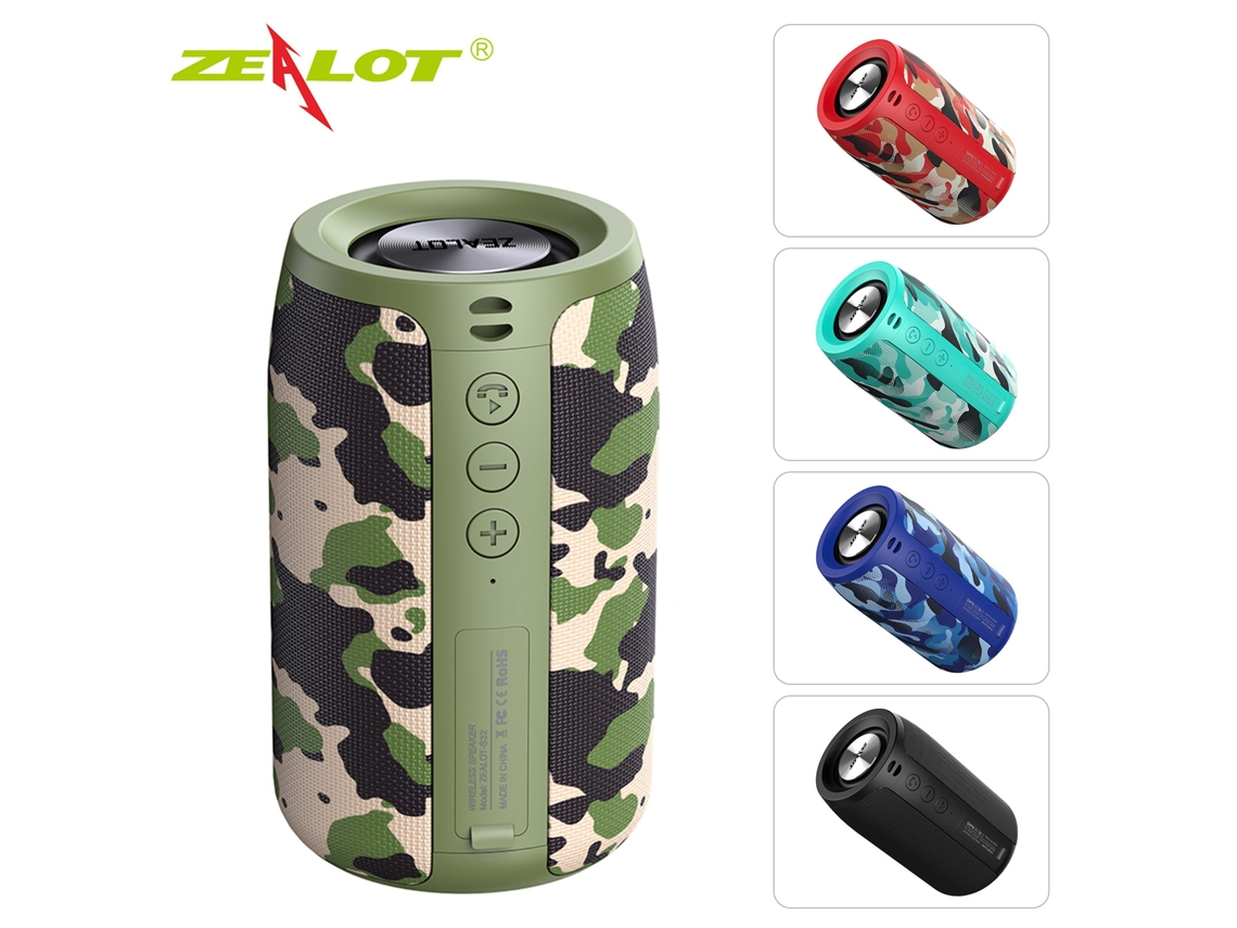 Altifalante Bluetooth portátil Zealot S32 TWS resistente à água IPX5, Hi-Fi 3D, compatível com cartão TF, FM S/MARCA