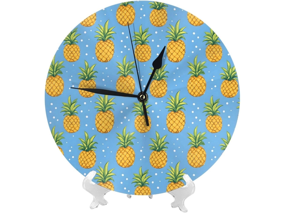 Relógio De Parede De Abacaxi De 25cm 10 Polegadas, Azul Celeste, Moderno, Silencioso, Pequeno, Com Suporte, Alimentado
