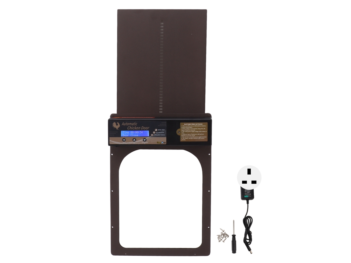 Porta Automática programável para galinheiro IP45, temporizador, alumínio, 100‑240V S/MARCA