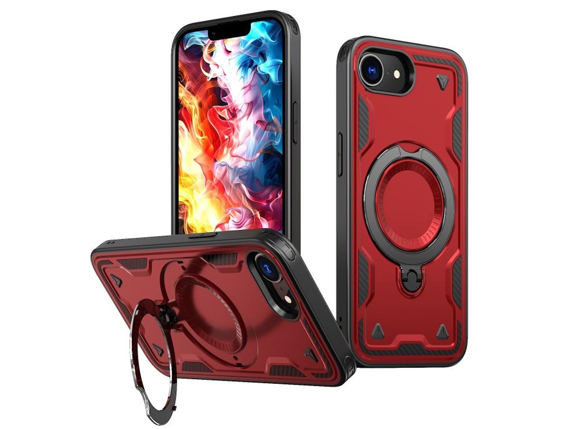 Capa Armor Híbrida Pc Tpu Para Iphone 16e - Suporte De Anel Magsafe