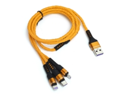 Cabo de Dados Cabo de Carregamento de Telefone Móvel Gravado Um para três 1,1m Amarelo EOOCOO (3 em 1 Multi cabeça Carregamento Rápido 3a)