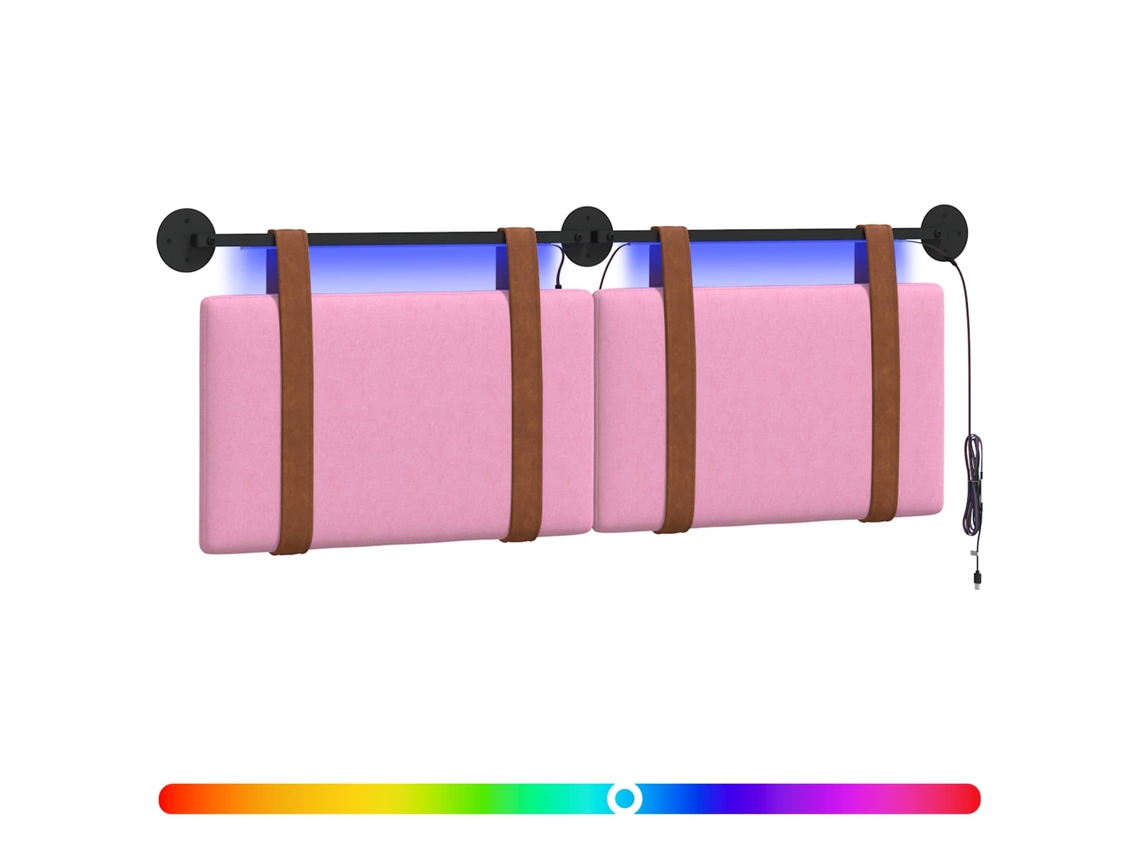 Conjunto 1 Cabeceira Suspensa Vidaxl Rosa Couro Sintético (130 X 55 X 5 Cm)
