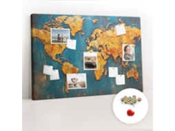Quadro De Cortiça Com Impressão Mapa-múndi Decorativo Para O Corredor Espelharte (120x80 Cm)