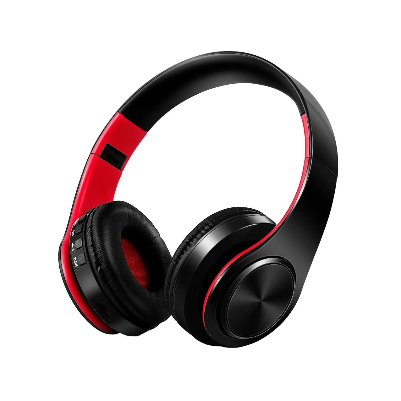 (preto E Vermelho) Fone De Ouvido Estéreo Bluetooth Sem Fio Com Microfone Embutido