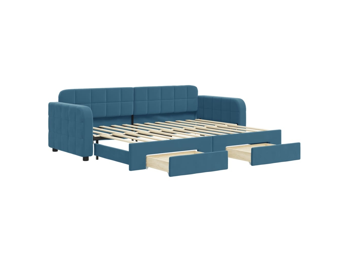 Sofá-cama com gavetão VIDAXL Azul Veludo (80x200 cm)