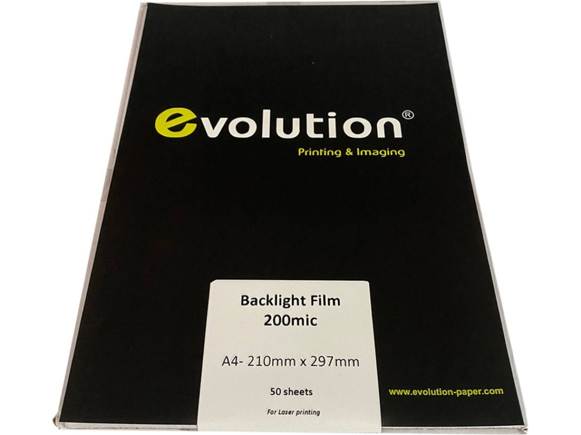 Papel Backlight Film A4 Laser (200 Mícrones - 50 Folhas)