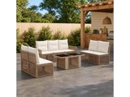 Vidaxl Conjunto De Sofá De Jardim 8 Unid. Bege E Branco Creme Vime Pe
