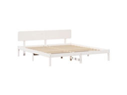 Conjunto 1 Estrutura De Cama De Madeira Vidaxl Branco Madeira De Pinho Maciça (180 X 200 Cm)