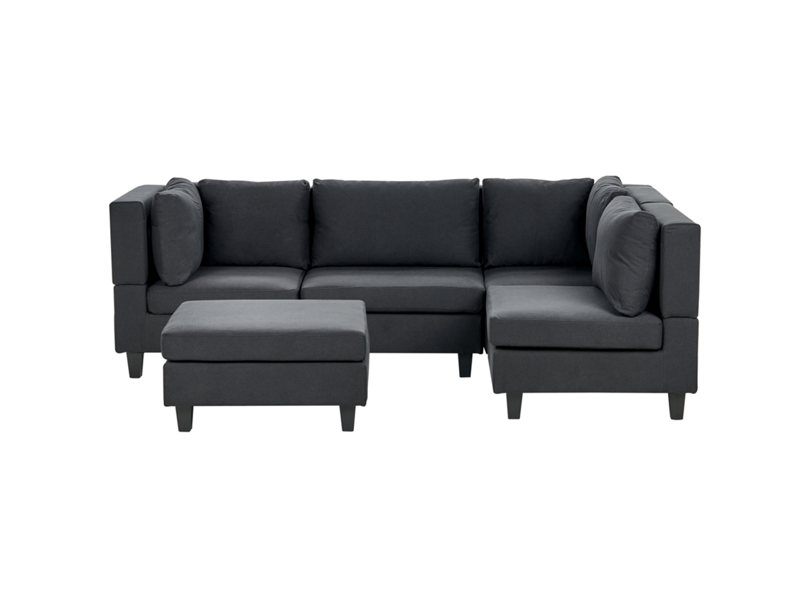 Sofá de 4 lugares BELIANI Unstad de Poliéster Preto 228x152x72