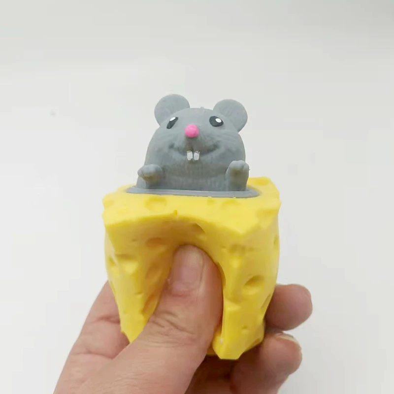 Rato de Queijo Antiestresse para Animais de Estimação, Brinquedo de Apertar, Bola Antiestresse. MDUG (cinza)