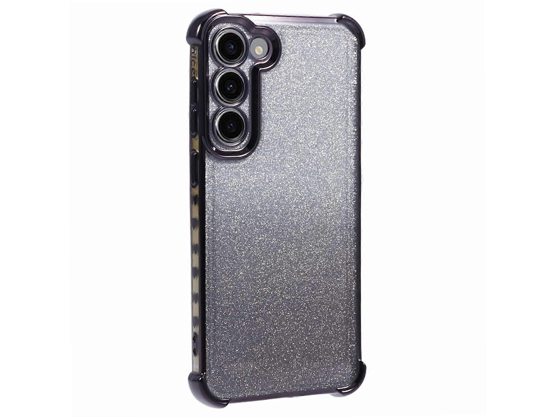 Capa De Tpu Com Glitter E Gradiente Para Samsung Galaxy S23 Com Moldura E Padrão De Coração