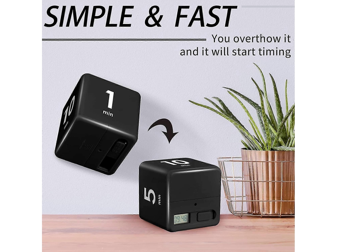 Cubos Cronômetros, Preto E Branco, 6,6x6,6x6,6 Cm, 4 Configurações De Tempo