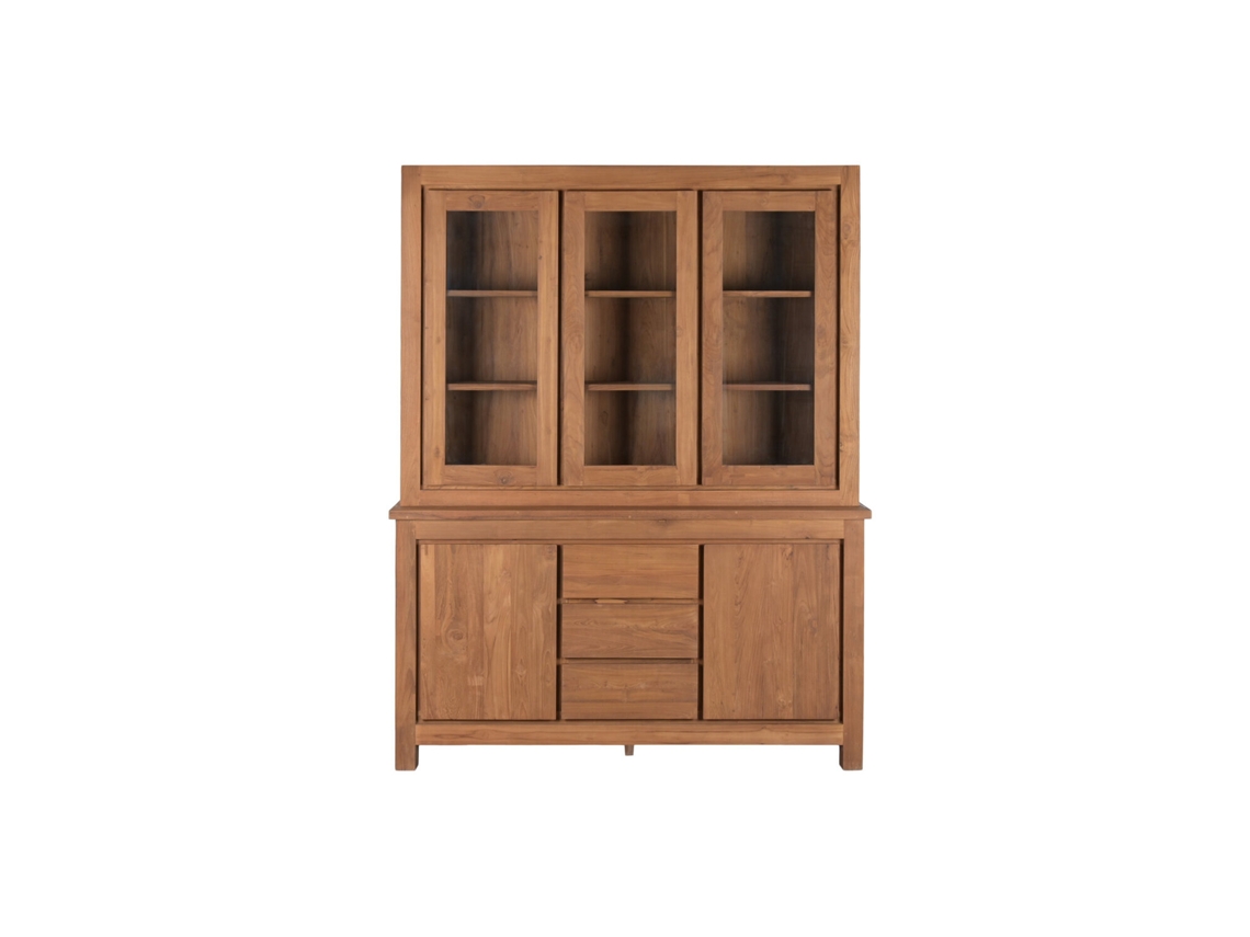 Vitrine de vidro e madeira de teca reciclada 151,2x47x211,5cm ALEXANDRA HOUSE