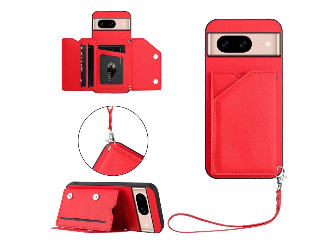 Capa Com Suporte Para Cartão E Alça De Pulso Para Google Pixel 8a