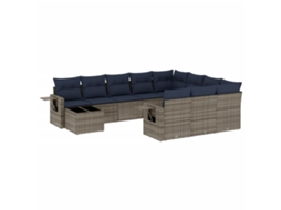 Conjunto de Sofá de Jardim, 11 Peças, Almofadas, Rattan Cinza MAISON EXCLUSIVE